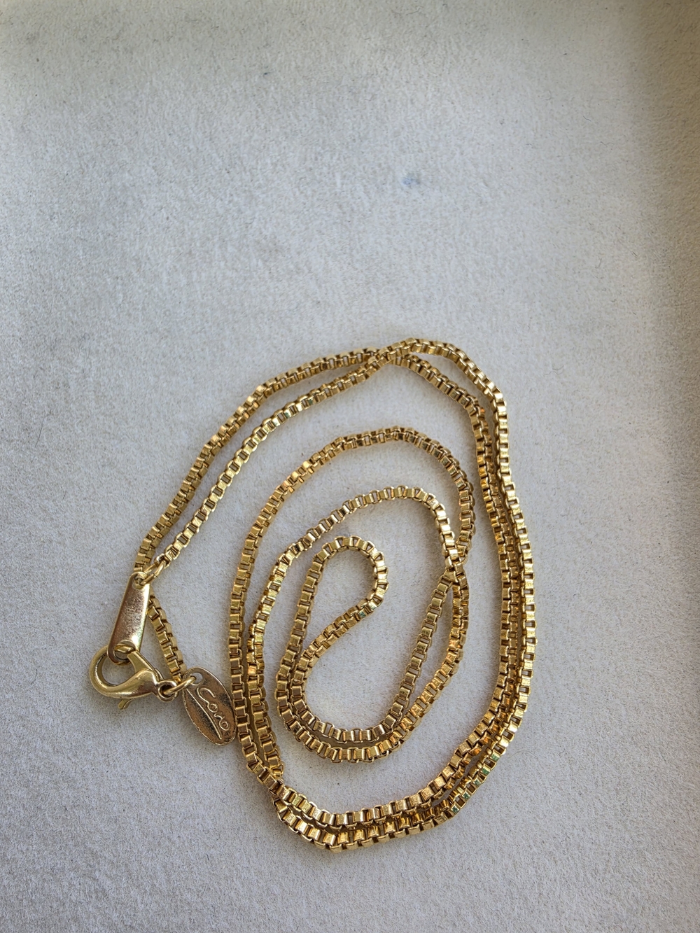 25" Coro Gold Box Chain Necklace - Shiny Gold Tone